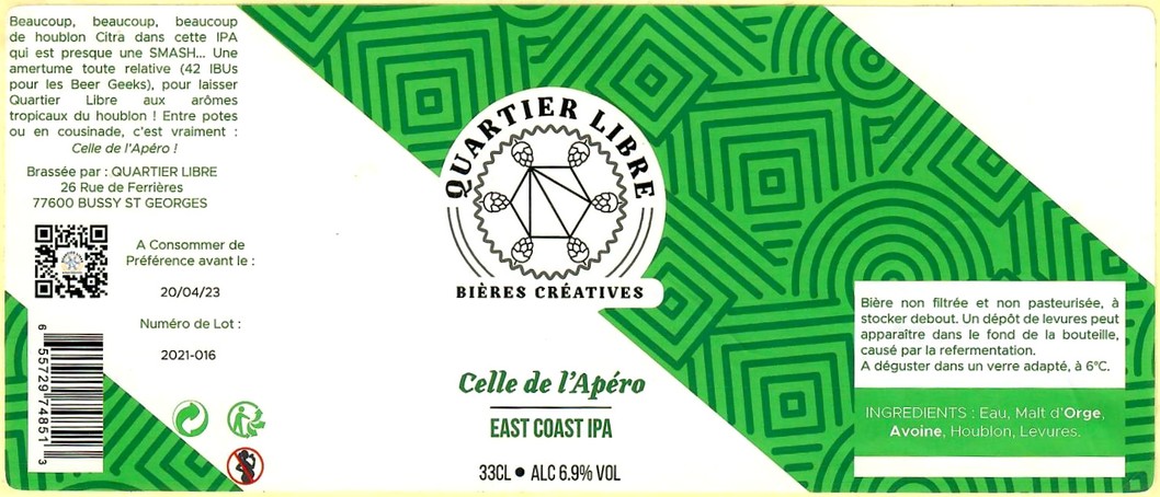 Etiquette BRASSERIE QUARTIER LIBRE 04