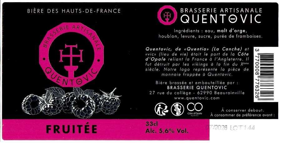 Etiquette BRASSERIE QUENTOVIC 14