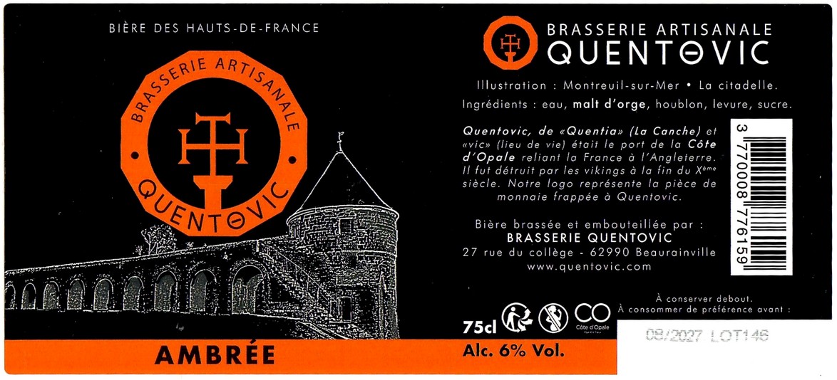 Etiquette BRASSERIE QUENTOVIC 17