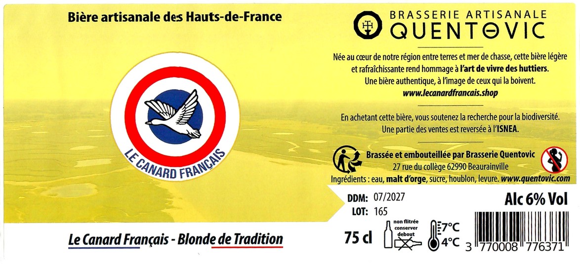 Etiquette BRASSERIE QUENTOVIC 25