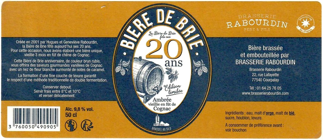 Etiquette BRASSERIE RABOURDIN 65