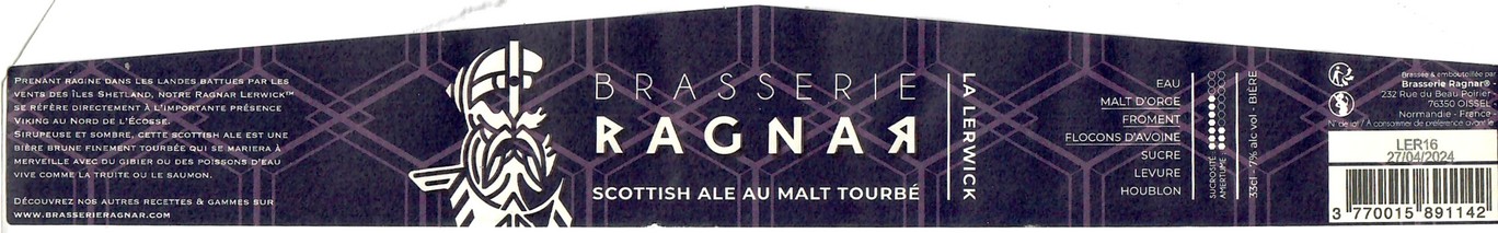 Etiquette BRASSERIE RAGNAR 10