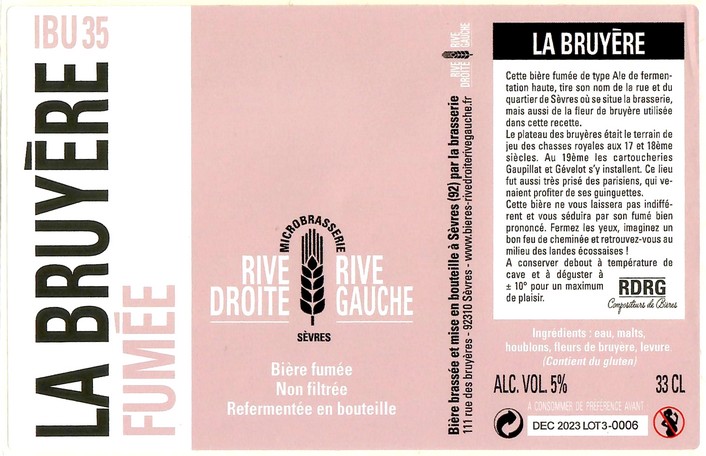 Etiquette BRASSERIE RIVE DROITE RIVE GAUCHE 03