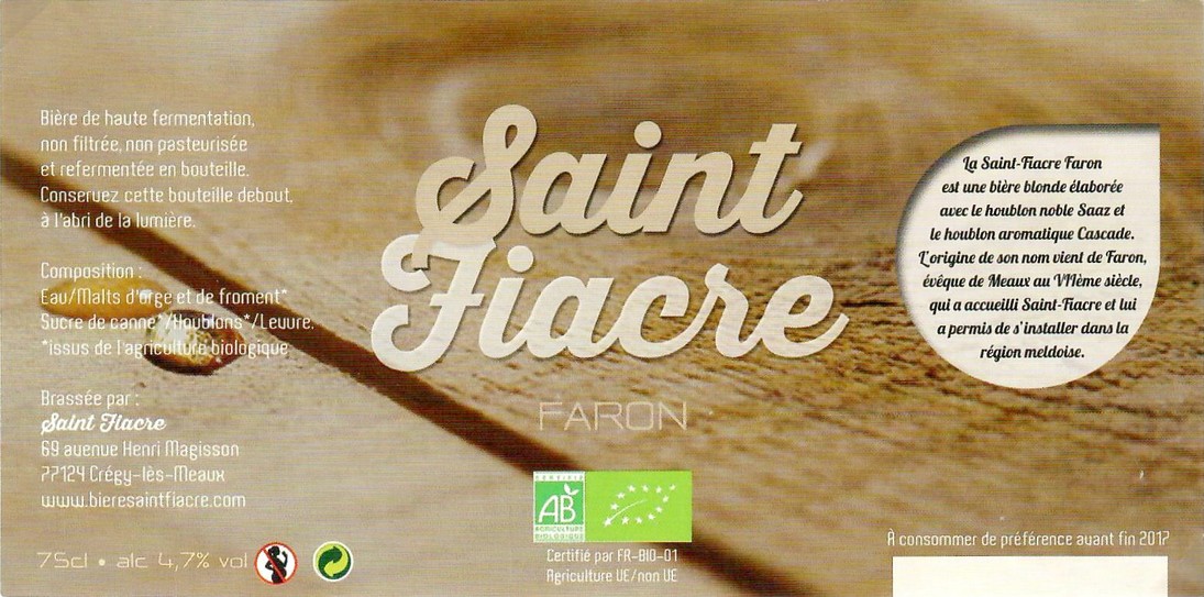 Etiquette BRASSERIE SAINT-FIACRE 02