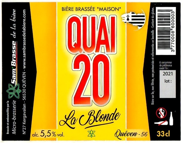 Etiquette BRASSERIE SAM BRASSE DE LA BIERE 12