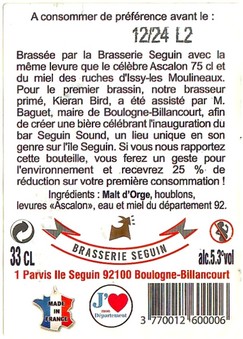 Etiquette BRASSERIE SEGUIN SOUND 01B