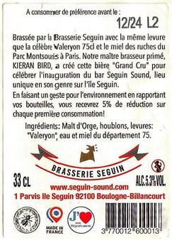 Etiquette BRASSERIE SEGUIN SOUND 02B