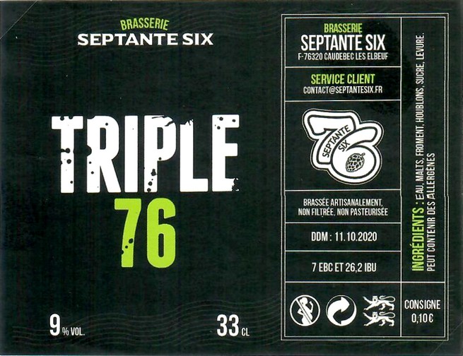 Etiquette BRASSERIE SEPTANTE SIX 06