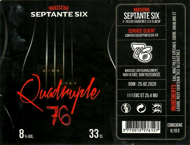 Etiquette BRASSERIE SEPTANTE SIX 15