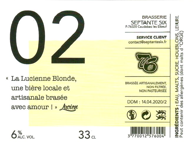 Etiquette BRASSERIE SEPTANTE SIX 19