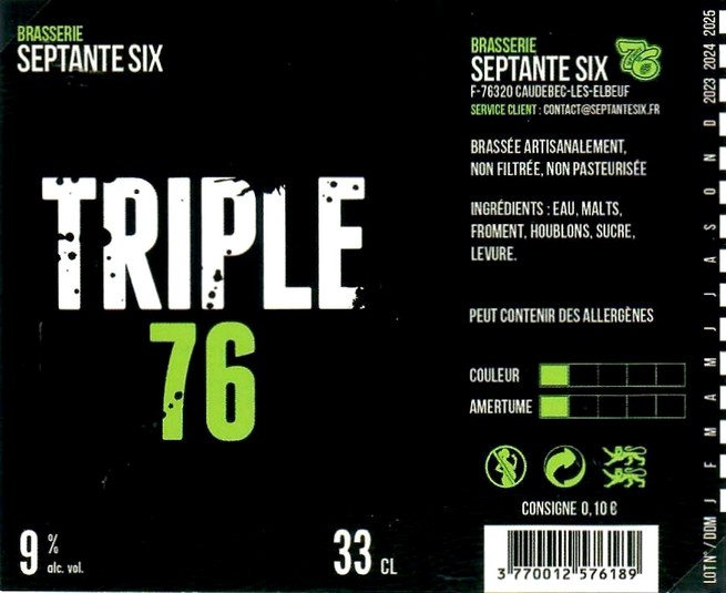 Etiquette BRASSERIE SEPTANTE SIX 23