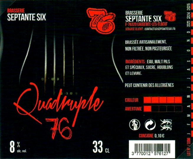 Etiquette BRASSERIE SEPTANTE SIX 25