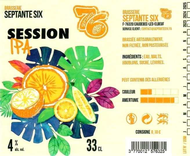 Etiquette BRASSERIE SEPTANTE SIX 30