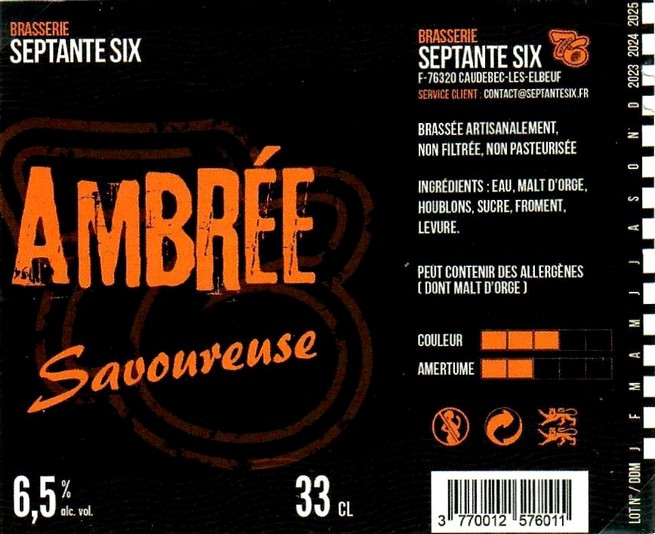 Etiquette BRASSERIE SEPTANTE SIX 33