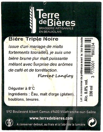 Etiquette BRASSERIE TERRE DE BIERES 24B