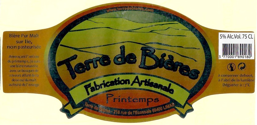 Etiquette BRASSERIE TERRE DE BIERES 34