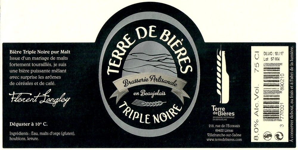 Etiquette BRASSERIE TERRE DE BIERES 43