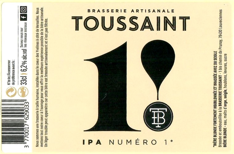 Etiquette BRASSERIE TOUSSAINT 01