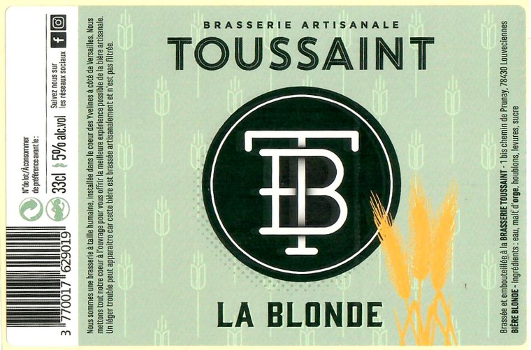 Etiquette BRASSERIE TOUSSAINT 05