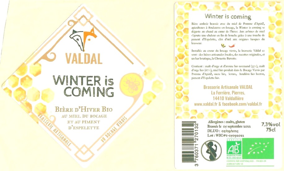 Etiquette BRASSERIE VALDAL 22