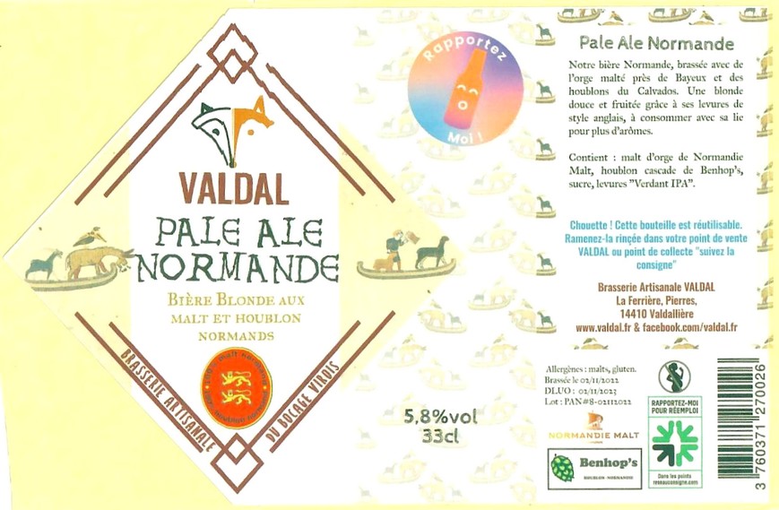 Etiquette BRASSERIE VALDAL 23