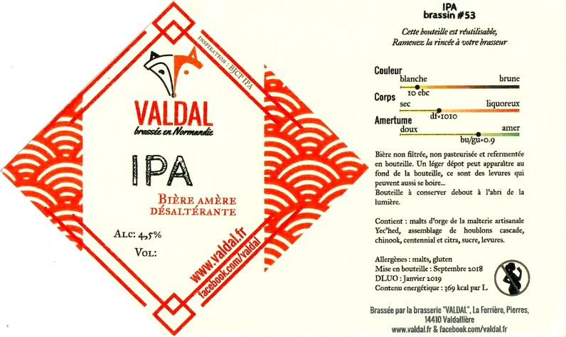 Etiquette BRASSERIE VALDAL 24