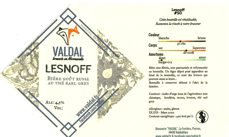 Etiquette BRASSERIE VALDAL 25