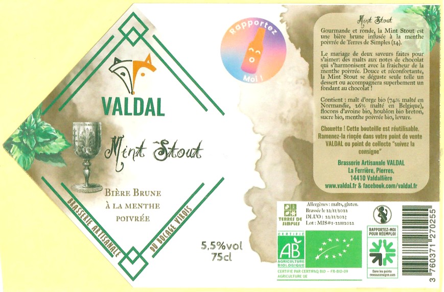 Etiquette BRASSERIE VALDAL 28