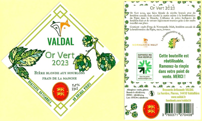 Etiquette BRASSERIE VALDAL 35