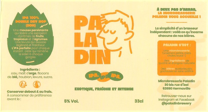 Etiquette MICROBRASSERIE PALADIN 01