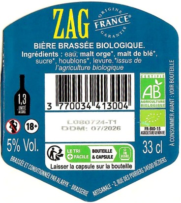 Etiquette BRASSERIE ALARYK 24B