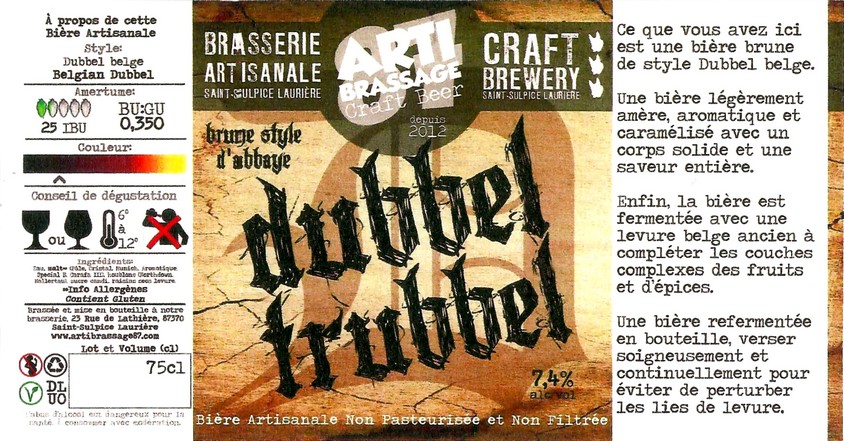 Etiquette BRASSERIE ARTIBRASSAGE 87 15