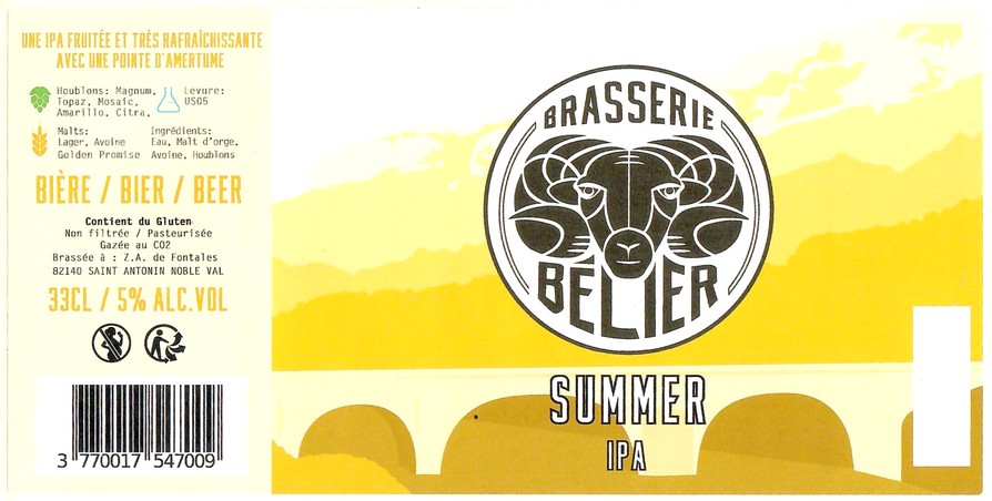 Etiquette BRASSERIE BELIER 05