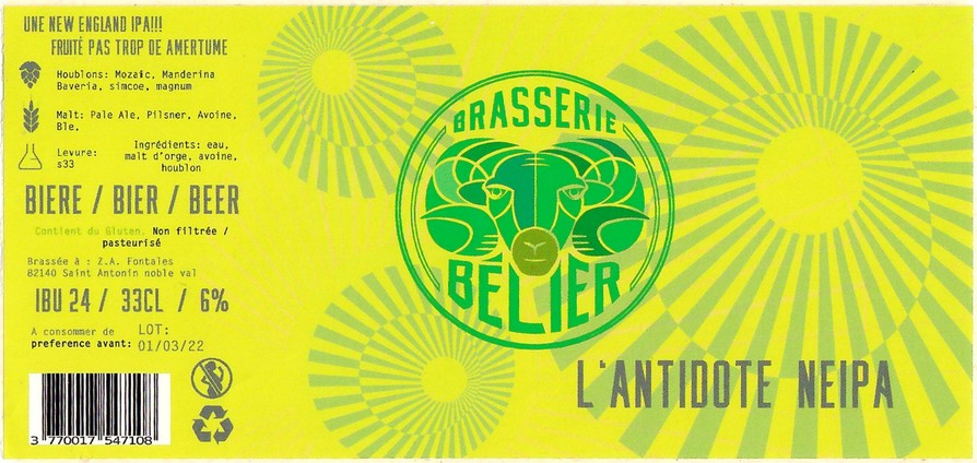 Etiquette BRASSERIE BELIER 14