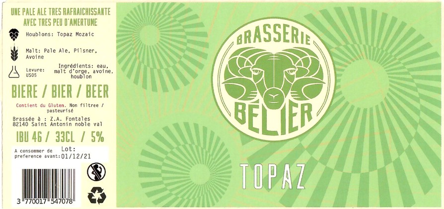 Etiquette BRASSERIE BELIER 20