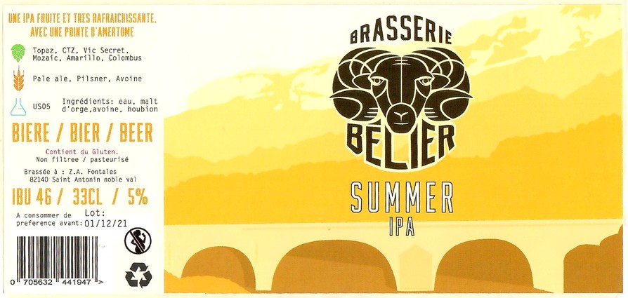 Etiquette BRASSERIE BELIER 21