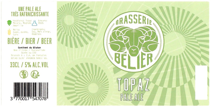 Etiquette BRASSERIE BELIER 34