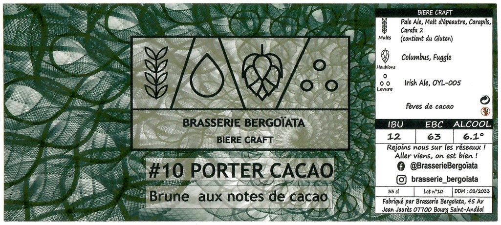 Etiquette BRASSERIE BERGOIATA 10