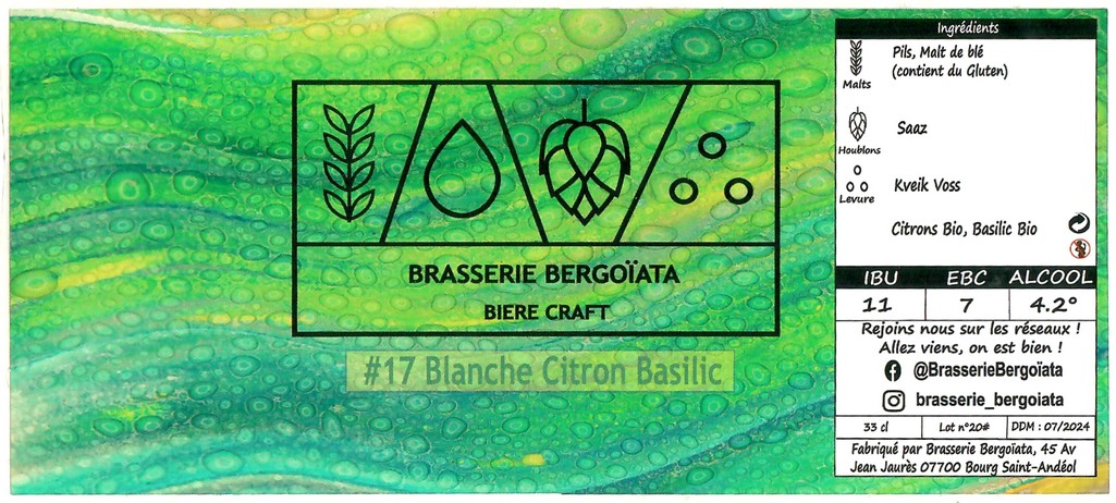 Etiquette BRASSERIE BERGOIATA 18