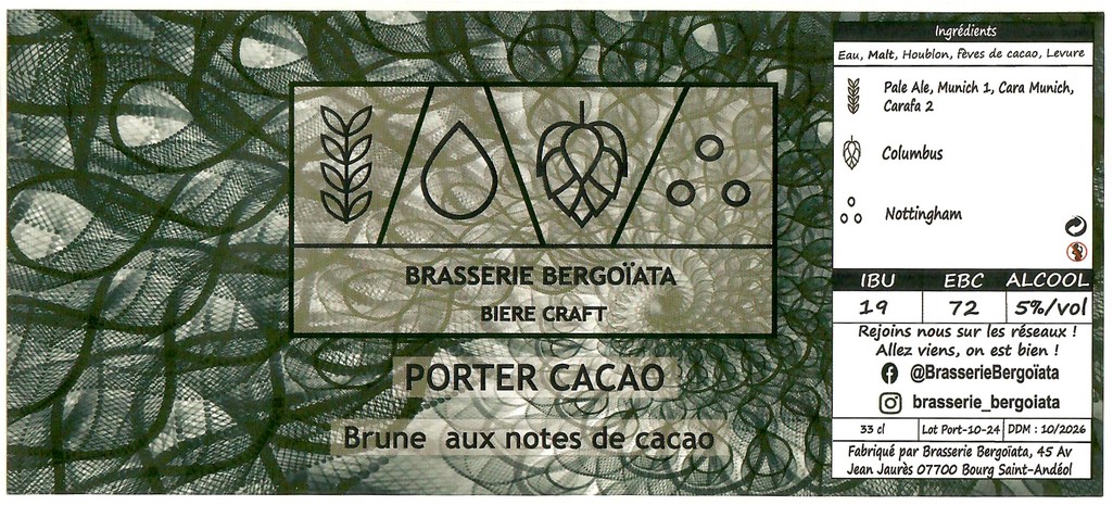 Etiquette BRASSERIE BERGOIATA 26