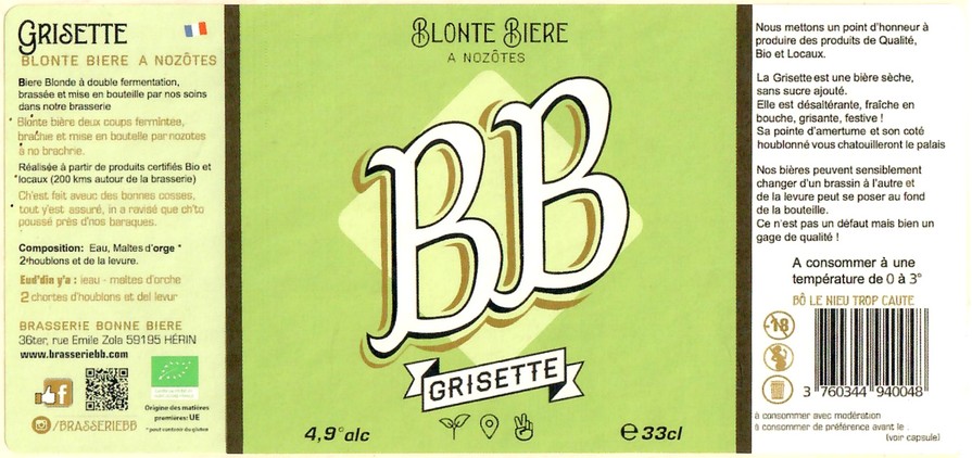 Etiquette BRASSERIE BONNE BIERE 07