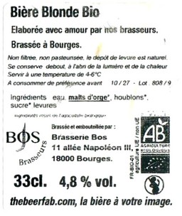 Etiquette BRASSERIE BOS 33B