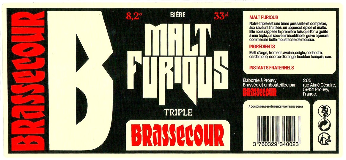 Etiquette BRASSERIE BRASSE COUR 13