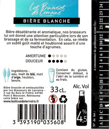 Etiquette BRASSERIE BRASSEURS DE LORRAINE 26B