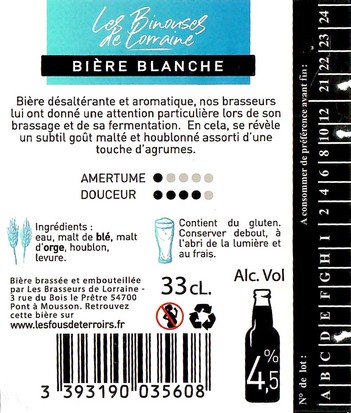 Etiquette BRASSERIE BRASSEURS DE LORRAINE 29B