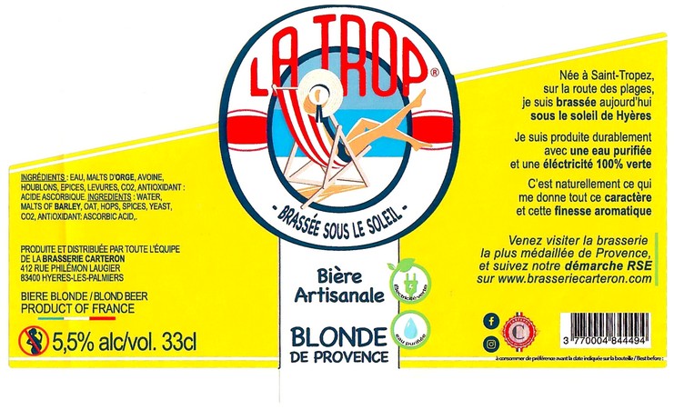 Etiquette BRASSERIE CARTERON 28