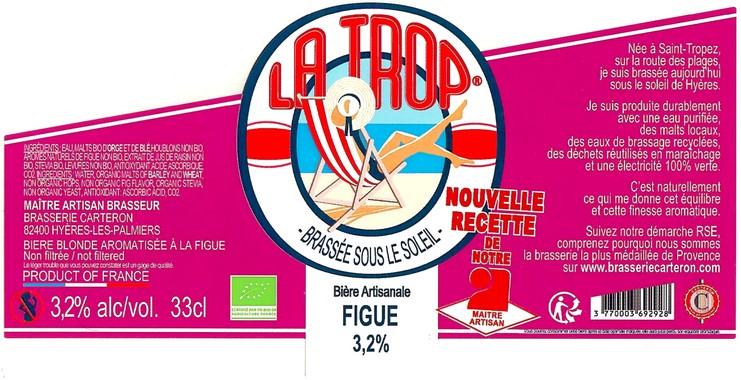 Etiquette BRASSERIE CARTERON 33