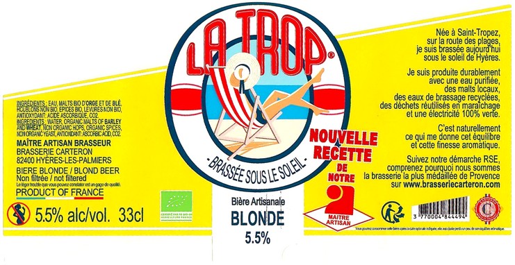 Etiquette BRASSERIE CARTERON 34