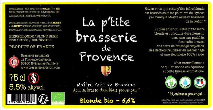 Etiquette BRASSERIE CARTERON 43