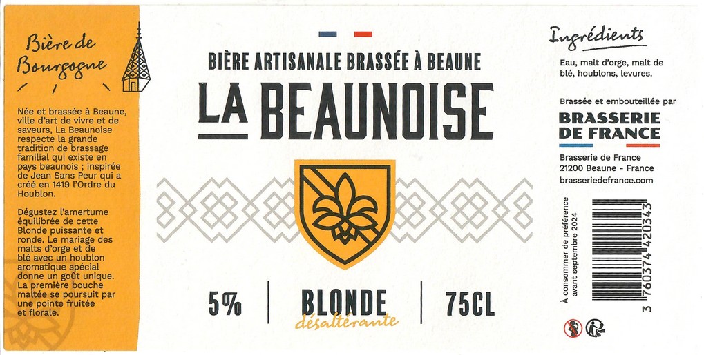 Etiquette BRASSERIE DE FRANCE 01